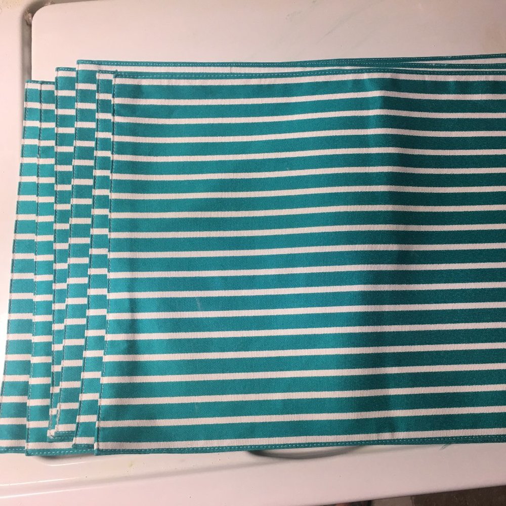 6 Kate Spade Teal Harbour Stripe Placemats